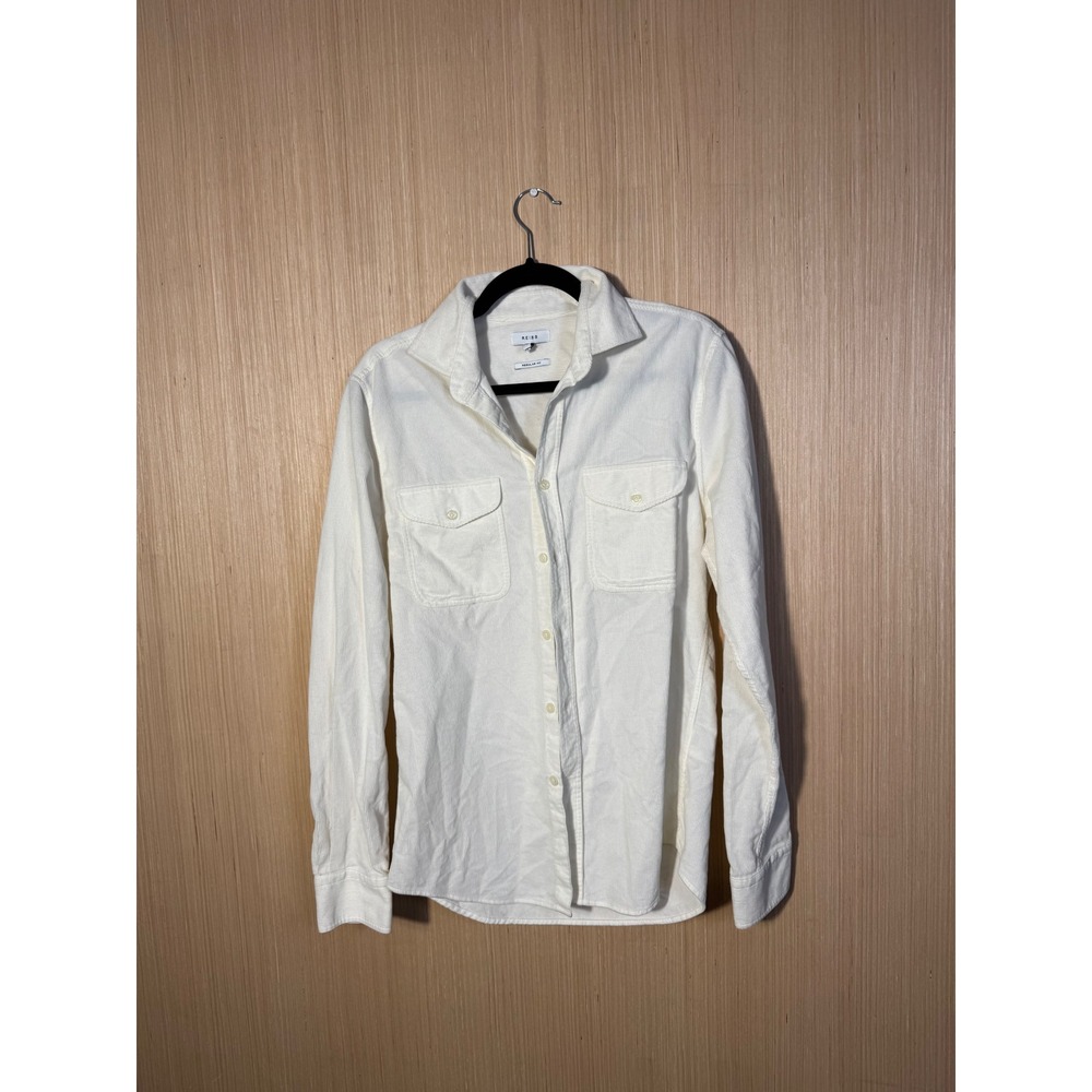 Reiss Cream Corduroy Button Down Shirt Regular Fit Long Sleeve Women Small